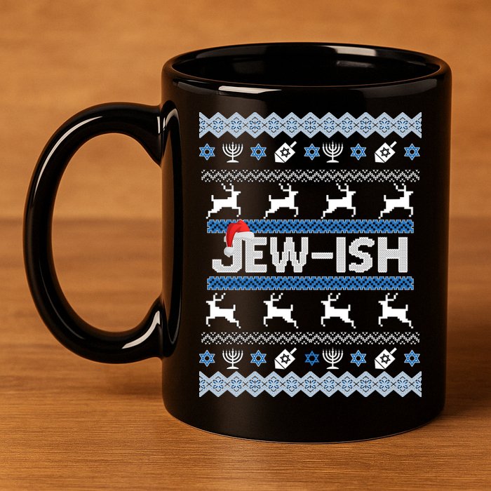 Ugly Hanukkah Sweater Jew-ish Santa 11oz C Handle Ceramic Mug
