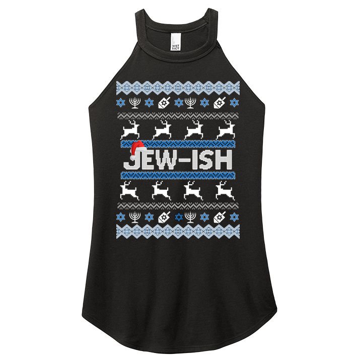 Ugly Hanukkah Sweater Jew-ish Santa Women's Perfect Tri Rocker Tank