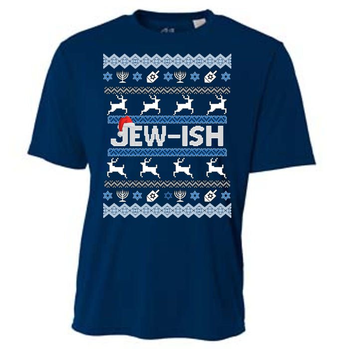 Ugly Hanukkah Sweater Jew-ish Santa Cooling Performance Crew T-Shirt