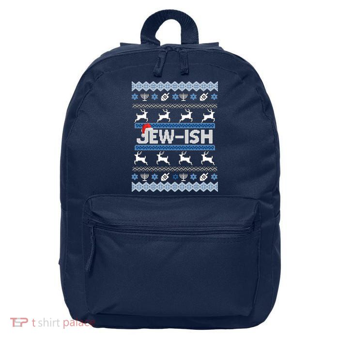 Ugly Hanukkah Sweater Jew-ish Santa 16 in Basic Backpack