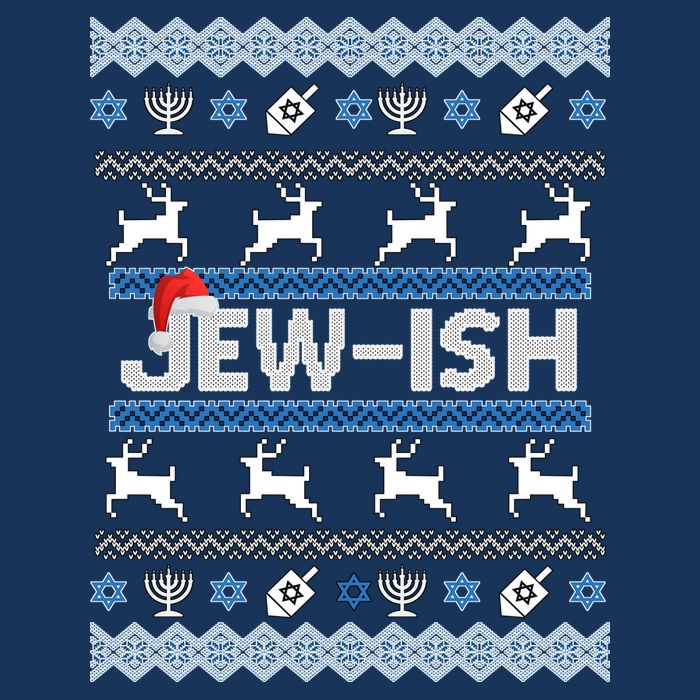 Ugly Hanukkah Sweater Jew-ish Santa Cooling Performance Long Sleeve Crew