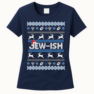 Ugly Hanukkah Sweater Jew-ish Santa Womens T-Shirt