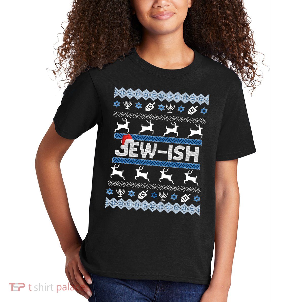 Ugly Hanukkah Sweater Jew-ish Santa Kids T-Shirt
