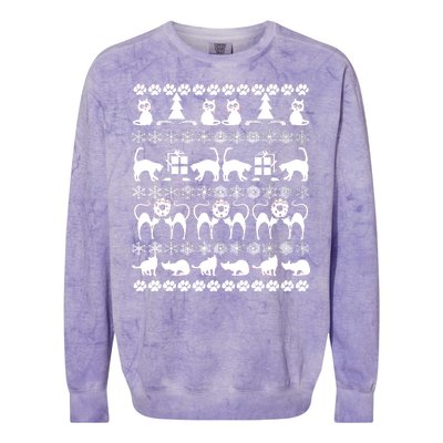 Ugly Kitty Cat Christmas Sweater Colorblast Crewneck Sweatshirt