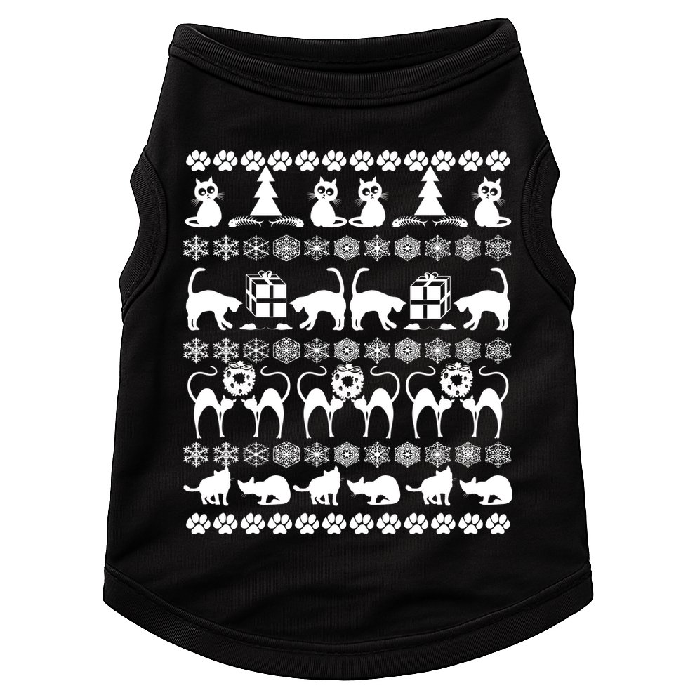 Ugly Kitty Cat Christmas Sweater Doggie Tank