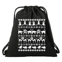 Ugly Kitty Cat Christmas Sweater Drawstring Bag