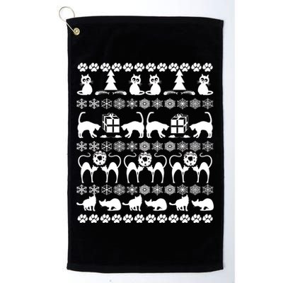 Ugly Kitty Cat Christmas Sweater Golf Towel