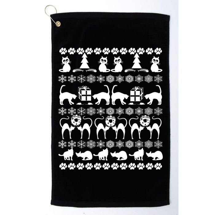 Ugly Kitty Cat Christmas Sweater Golf Towel