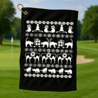 Ugly Kitty Cat Christmas Sweater Golf Towel