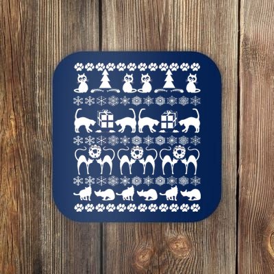 Ugly Kitty Cat Christmas Sweater Coaster