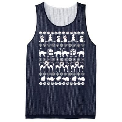 Ugly Kitty Cat Christmas Sweater Mesh Reversible Basketball Jersey Tank