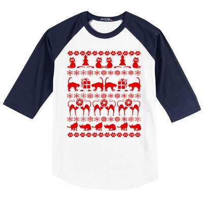 Ugly Kitty Cat Christmas Sweater Baseball Sleeve Shirt