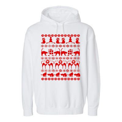 Ugly Kitty Cat Christmas Sweater Garment-Dyed Fleece Hoodie