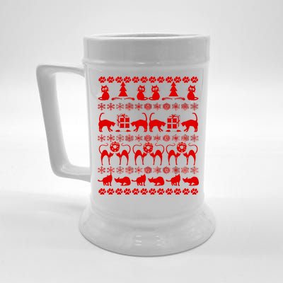 Ugly Kitty Cat Christmas Sweater Beer Stein