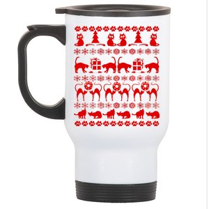 Ugly Kitty Cat Christmas Sweater Stainless Steel Travel Mug