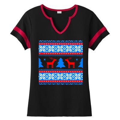 Ugly Reindeer Christmas Sweater Ladies Halftime Notch Neck Tee