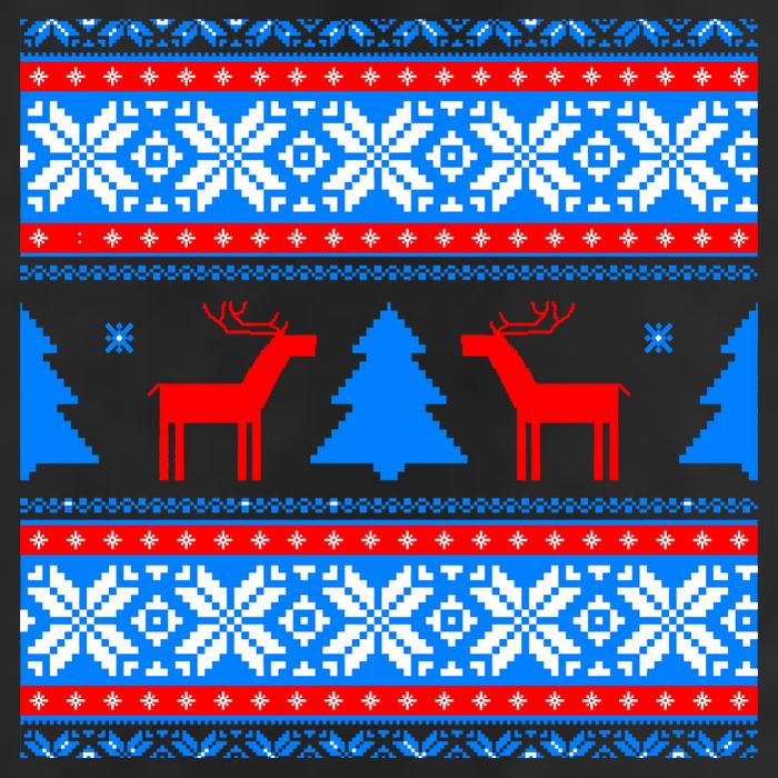 Ugly Reindeer Christmas Sweater 7 Panel Mesh Trucker Snapback Hat