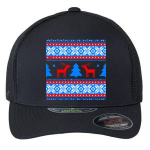 Ugly Reindeer Christmas Sweater Flexfit Unipanel Trucker Cap