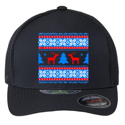 Ugly Reindeer Christmas Sweater Flexfit Unipanel Trucker Cap