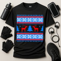 Ugly Reindeer Christmas Sweater Cooling Performance Crew T-Shirt