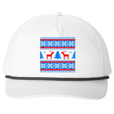 Ugly Reindeer Christmas Sweater Snapback Five-Panel Rope Hat