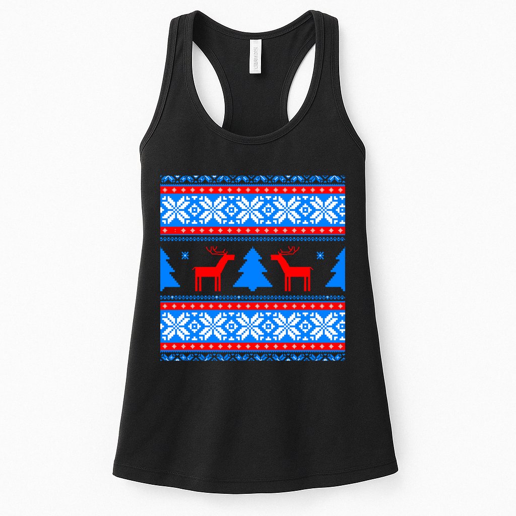 Ugly Reindeer Christmas Sweater Womens Tank Top