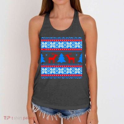 Ugly Reindeer Christmas Sweater Women's Knotted Racerback Tank