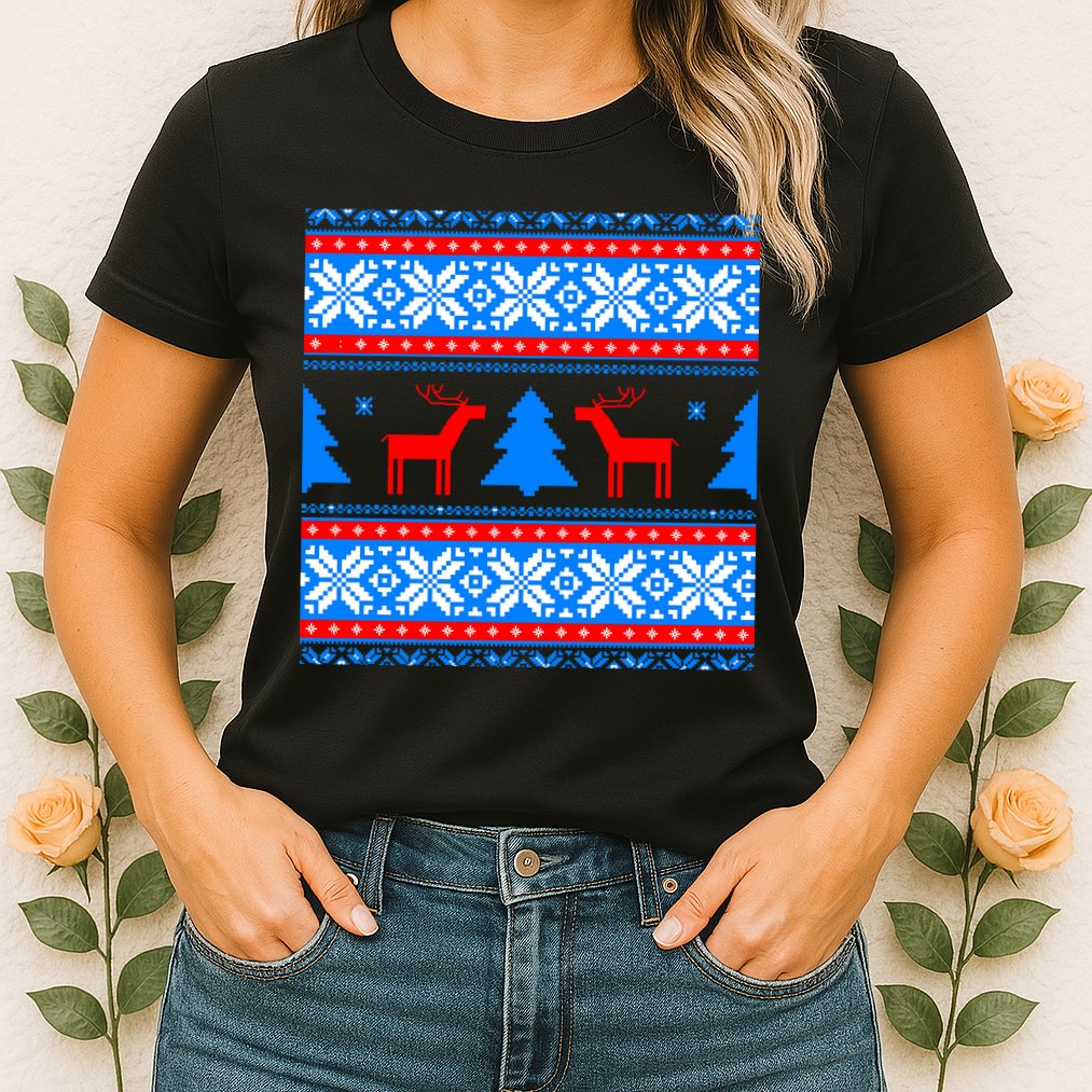 Ugly Reindeer Christmas Sweater Womens T-Shirt