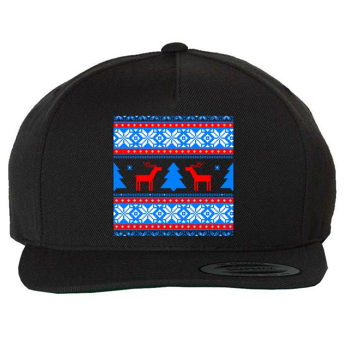 Ugly Reindeer Christmas Sweater Wool Snapback Cap