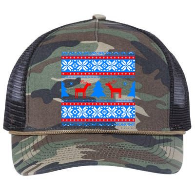 Ugly Reindeer Christmas Sweater Retro Rope Trucker Hat Cap