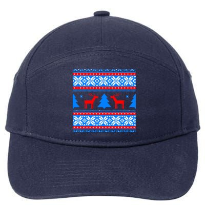 Ugly Reindeer Christmas Sweater 7-Panel Snapback Hat