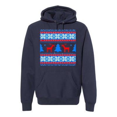 Ugly Reindeer Christmas Sweater Premium Hoodie