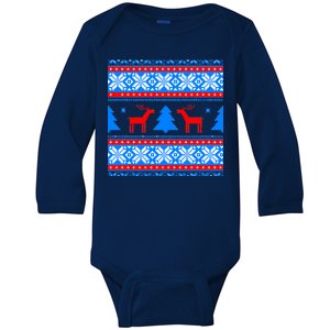 Ugly Reindeer Christmas Sweater Baby Long Sleeve Bodysuit