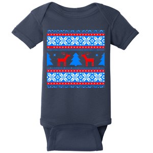 Ugly Reindeer Christmas Sweater Baby Bodysuit