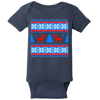 Ugly Reindeer Christmas Sweater Baby Bodysuit