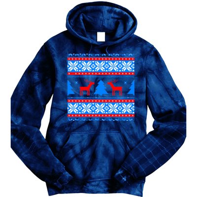 Ugly Reindeer Christmas Sweater Tie Dye Hoodie