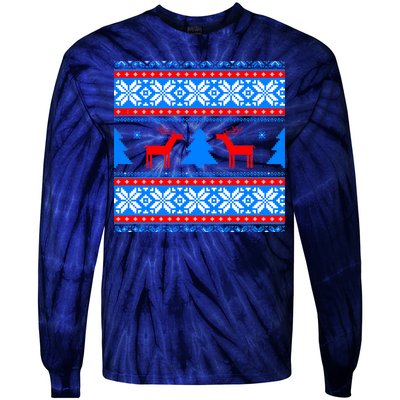 Ugly Reindeer Christmas Sweater Tie-Dye Long Sleeve Shirt