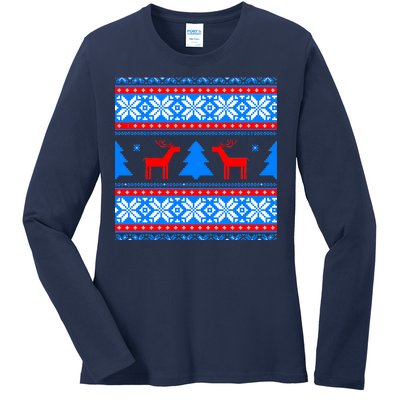 Ugly Reindeer Christmas Sweater Ladies Long Sleeve Shirt