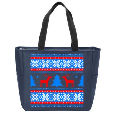 Ugly Reindeer Christmas Sweater Zip Tote Bag