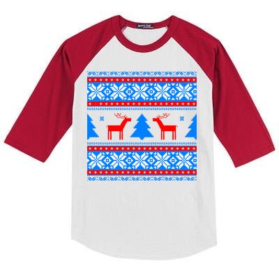 Ugly Reindeer Christmas Sweater Kids Colorblock Raglan Jersey