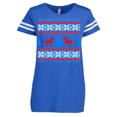 Ugly Reindeer Christmas Sweater Enza Ladies Jersey Football T-Shirt