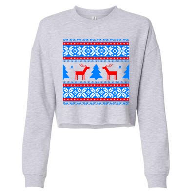 Ugly Reindeer Christmas Sweater Cropped Pullover Crew