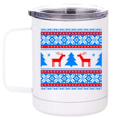 Ugly Reindeer Christmas Sweater 12 oz Stainless Steel Tumbler Cup