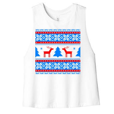 Ugly Reindeer Christmas Sweater Women's Racerback Cropped Tank