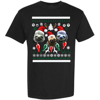 Ugly Sloth Christmas Sweater Garment-Dyed Heavyweight T-Shirt