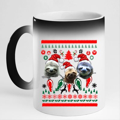 Ugly Sloth Christmas Sweater 11oz Black Color Changing Mug