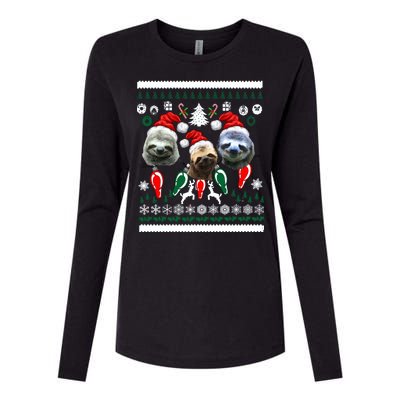 Ugly Sloth Christmas Sweater Womens Cotton Relaxed Long Sleeve T-Shirt