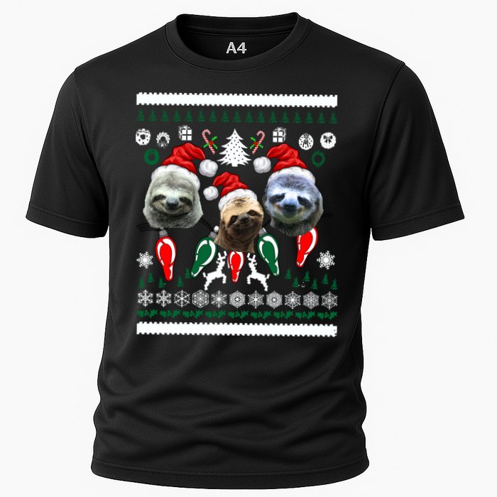 Ugly Sloth Christmas Sweater Cooling Performance Crew T-Shirt