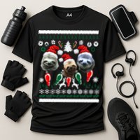 Ugly Sloth Christmas Sweater Cooling Performance Crew T-Shirt