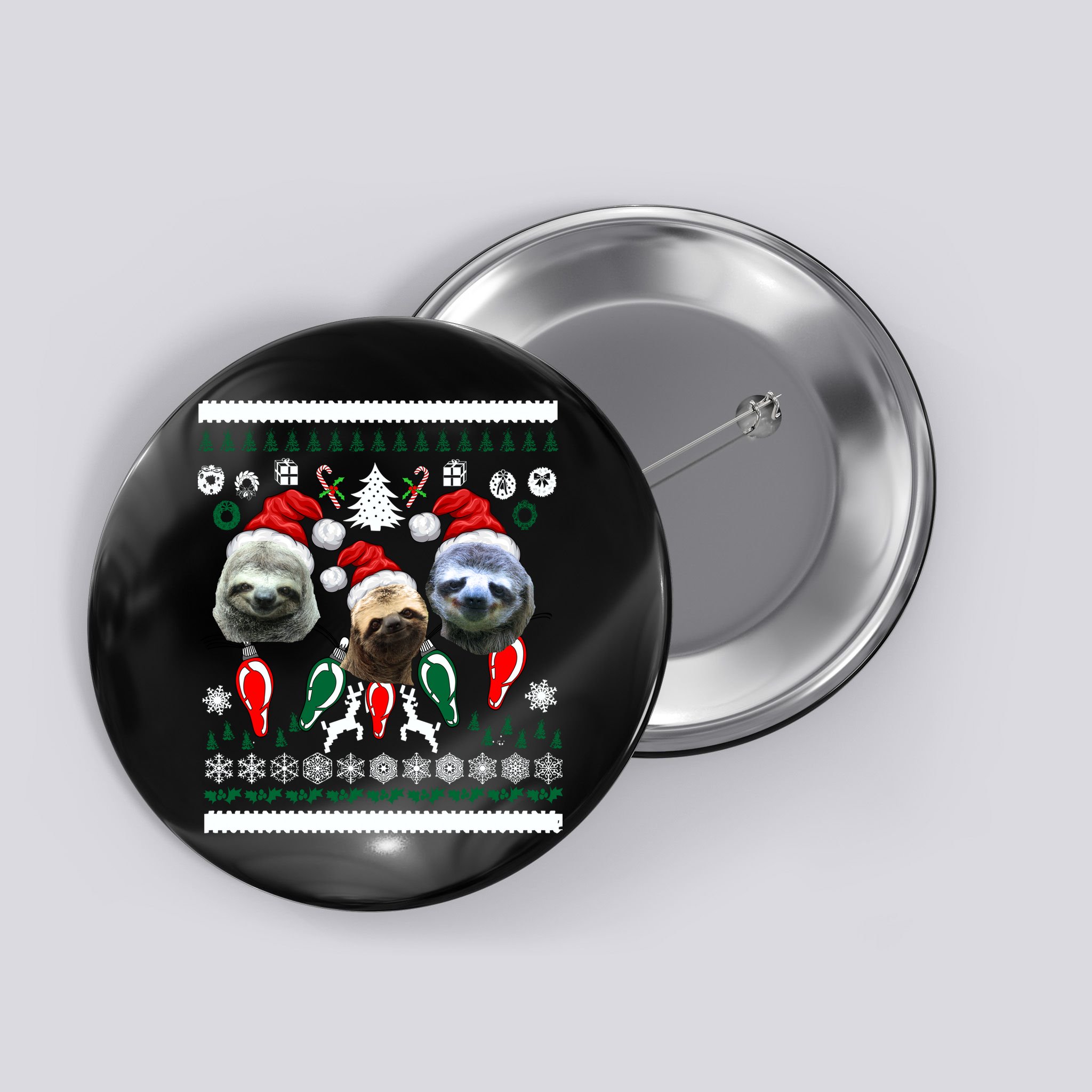 Ugly Sloth Christmas Sweater Button